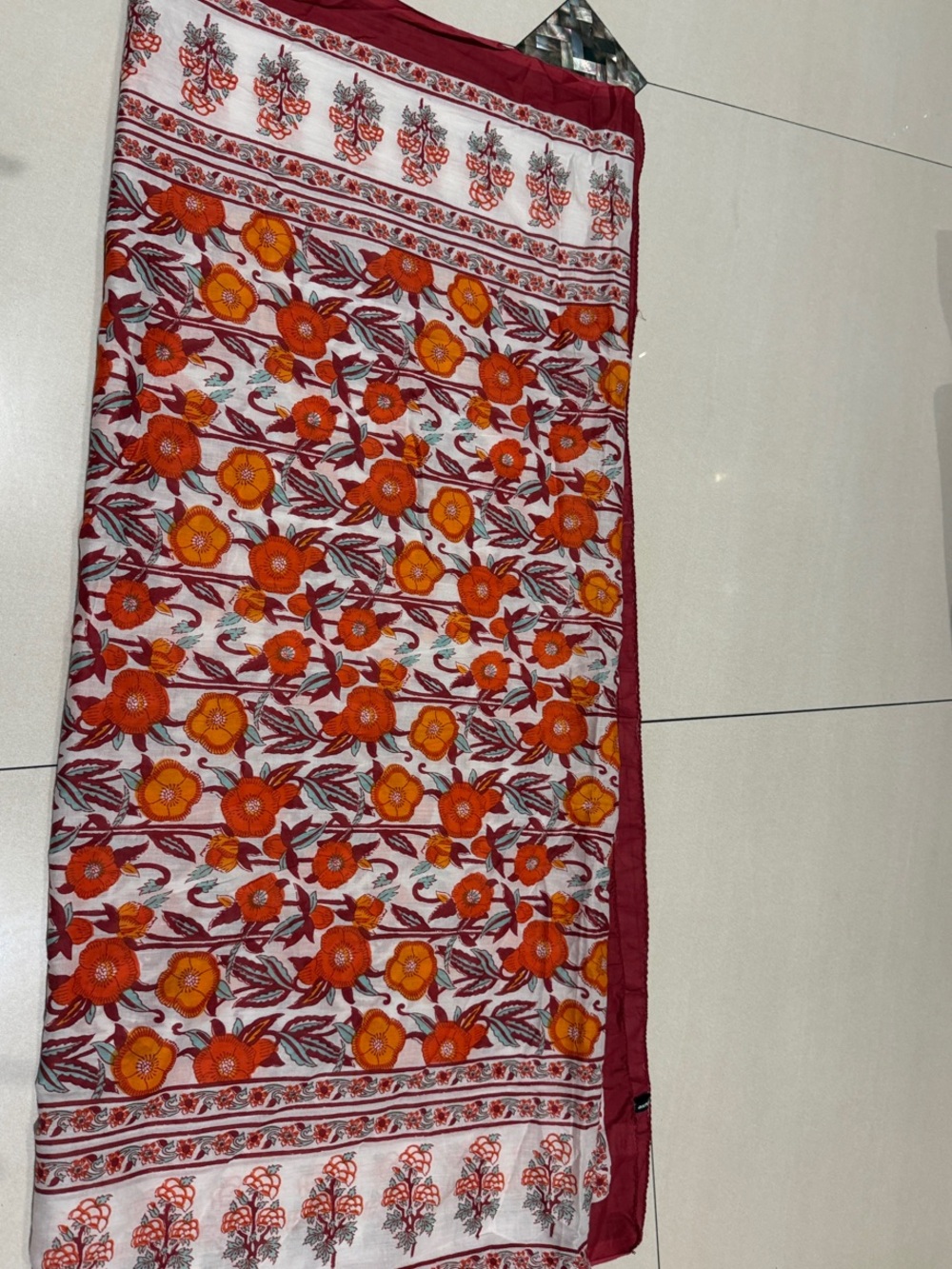 Women’s Floral Swim Cover-Up Sarong in Red and Orange